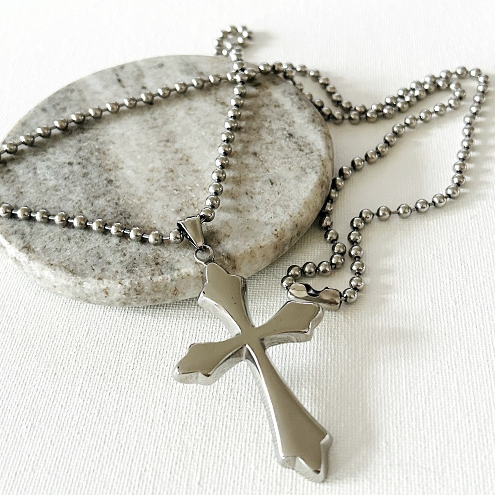 Cross stainless steel ball chain necklace, cross necklace, cross pendant chain